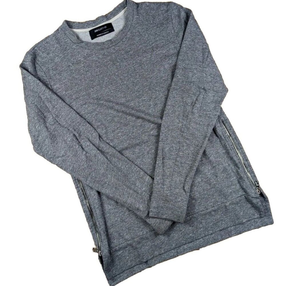 John Elliot Side Zipper Crewneck Sweater Grey Size medium Hidden Pocket